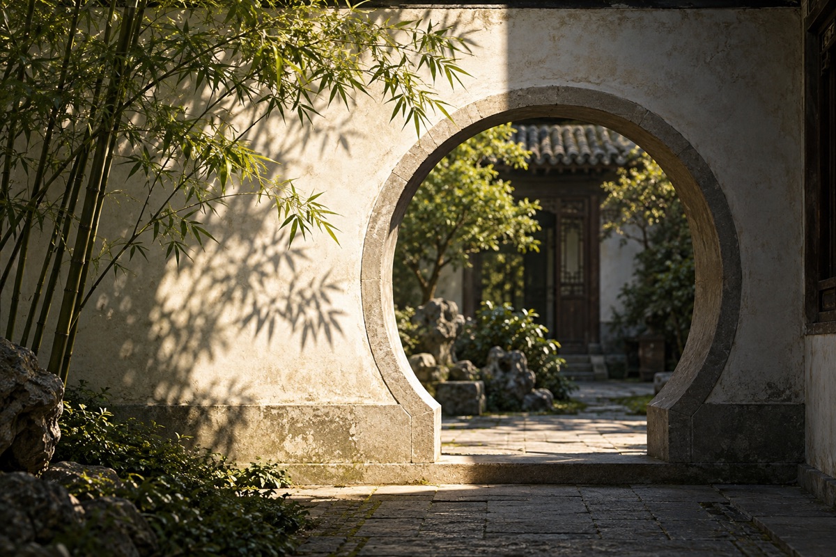 Sunlight and shadow in a quiet courtyard